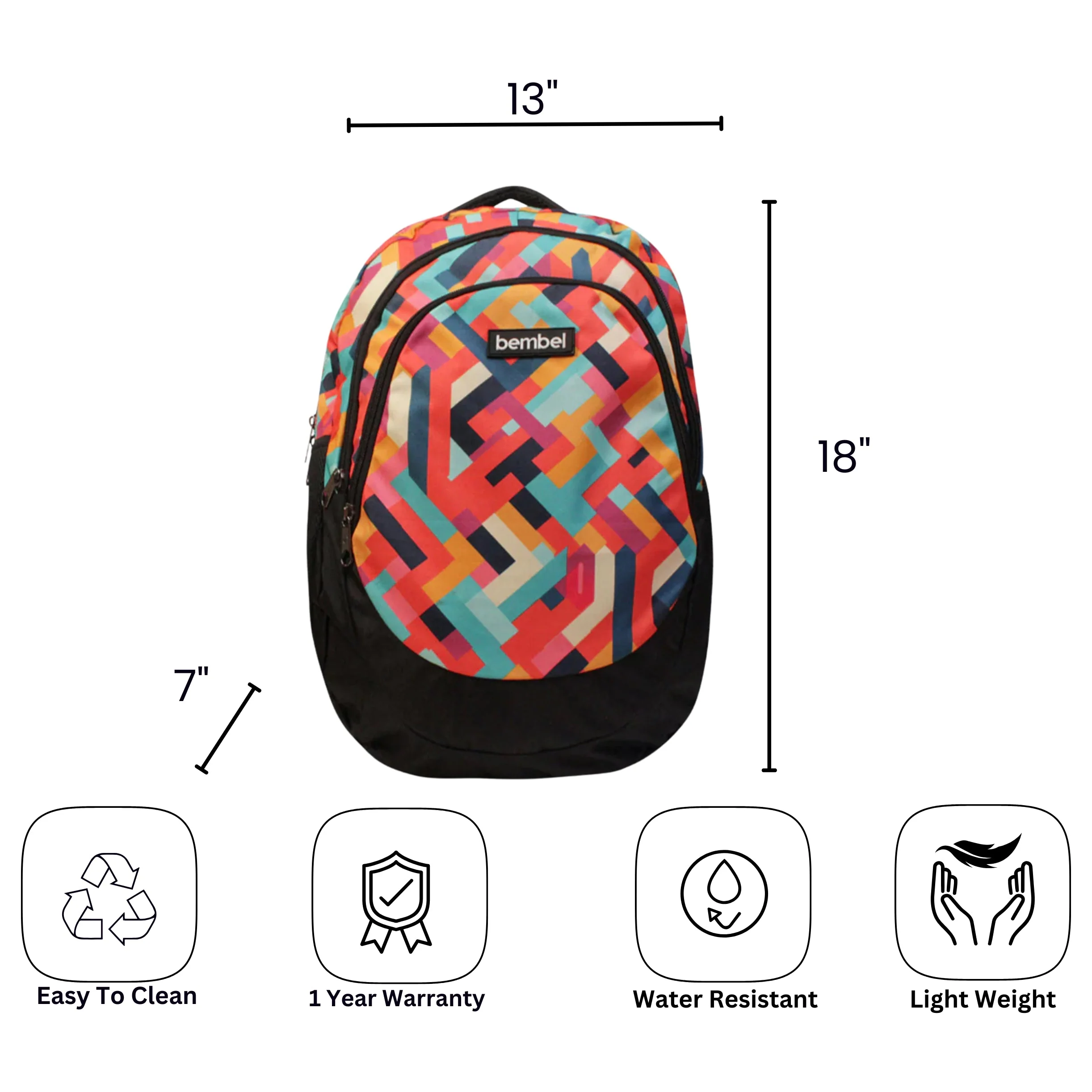 Bembel 18" Backpack - Chevron - Image 7