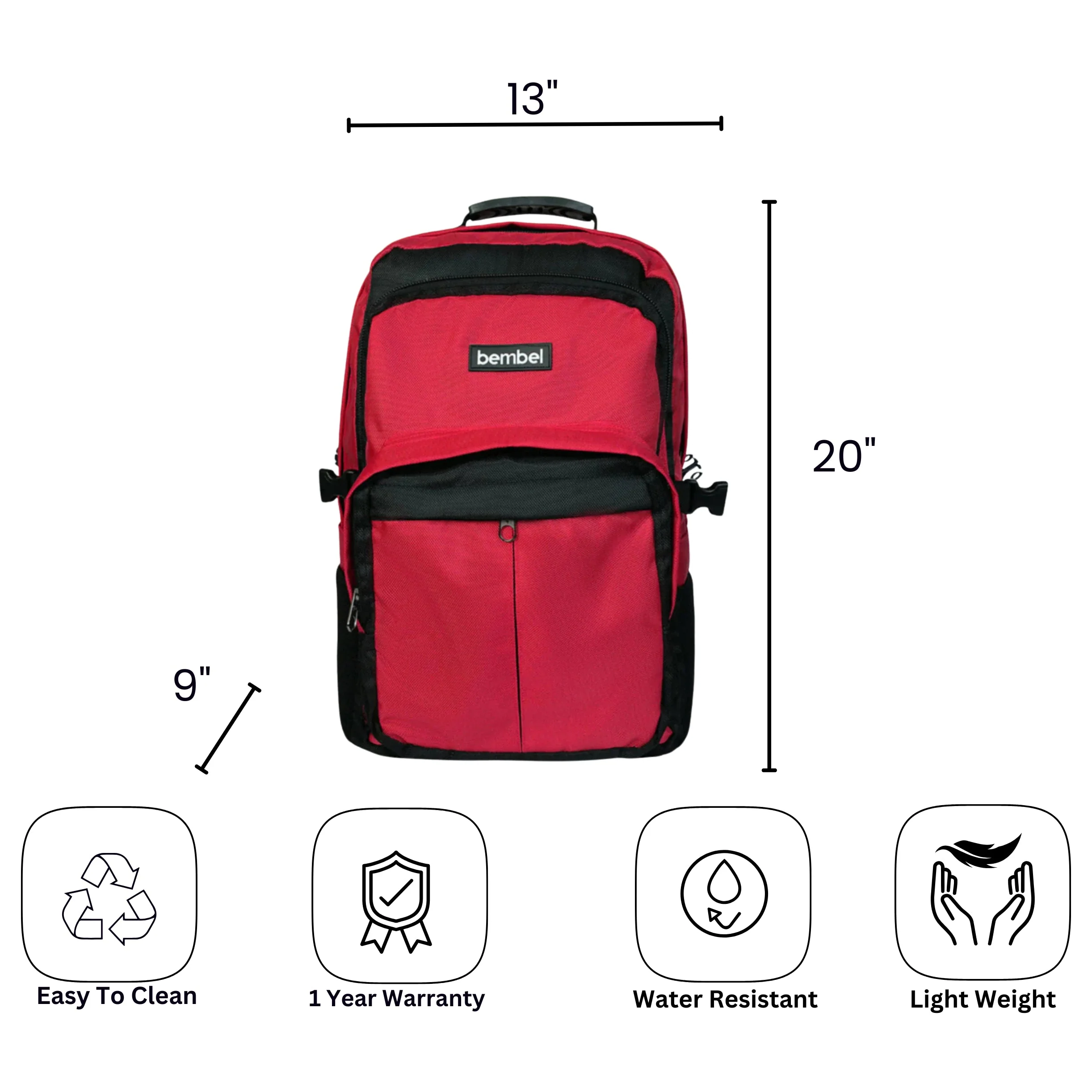 Bembel 20" Backpack - Prime (Red & Black) - Image 7