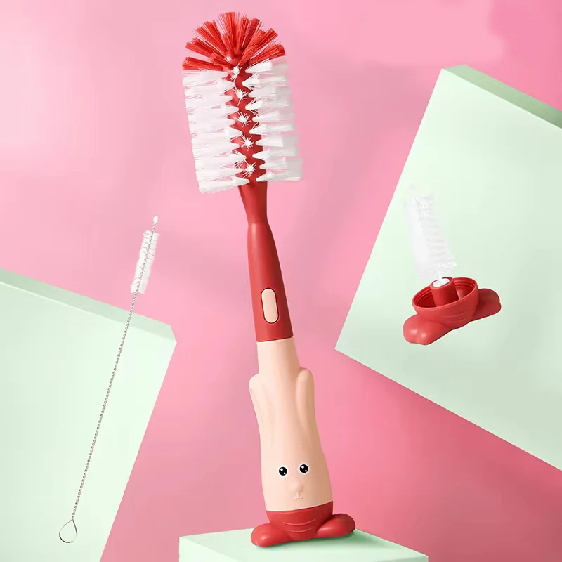 3In1 Silicon Bottle & Nipple Brush Peach - Sunshine