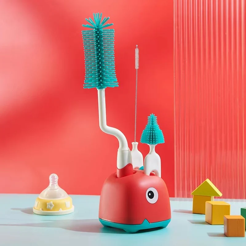 4In1 Bottle & Nipple Cleaning Brush Set Dino Red - Sunshine