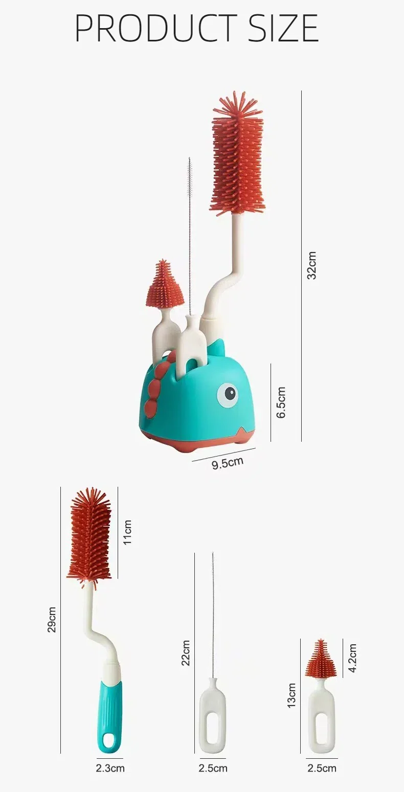 4In1 Bottle & Nipple Cleaning Brush Set Dino Red - Sunshine - Image 9