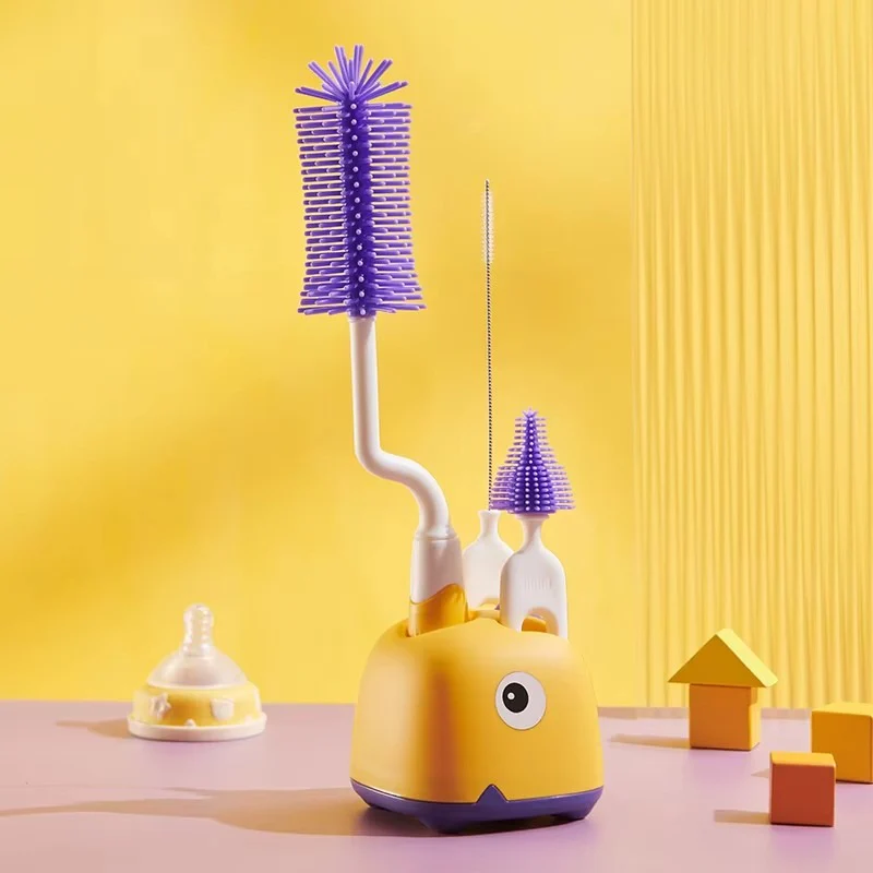 4In1 Bottle & Nipple Cleaning Brush Set Dino Yellow - Sunshine