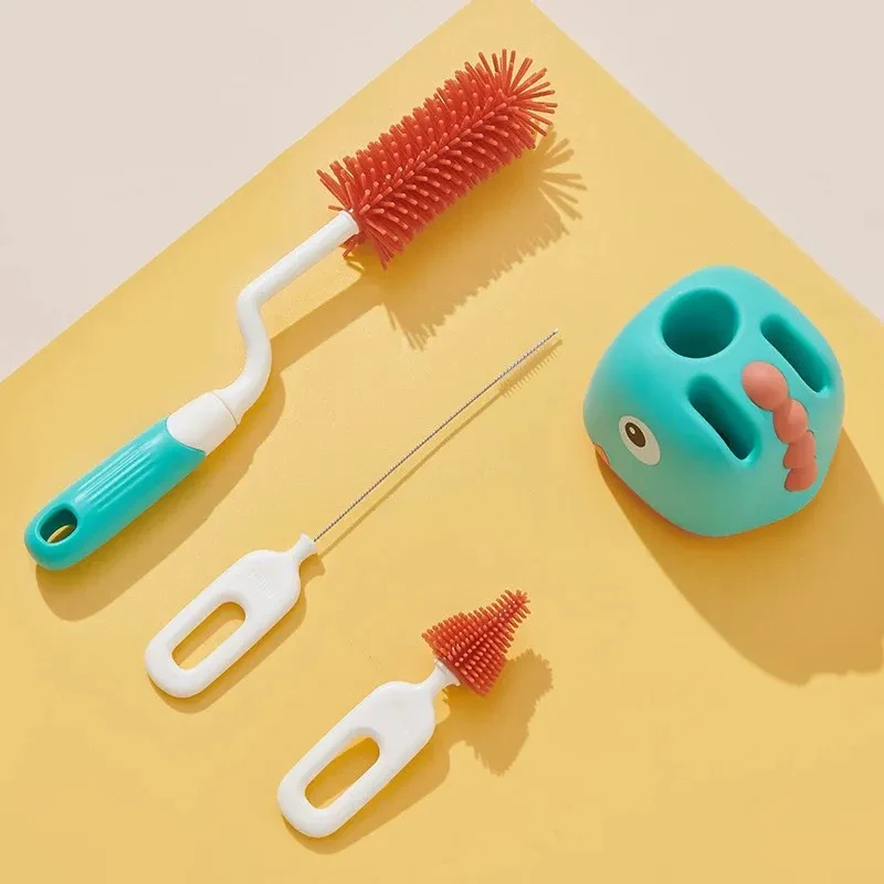 4In1 Bottle & Nipple Cleaning Brush Set Dino Yellow - Sunshine - Image 2