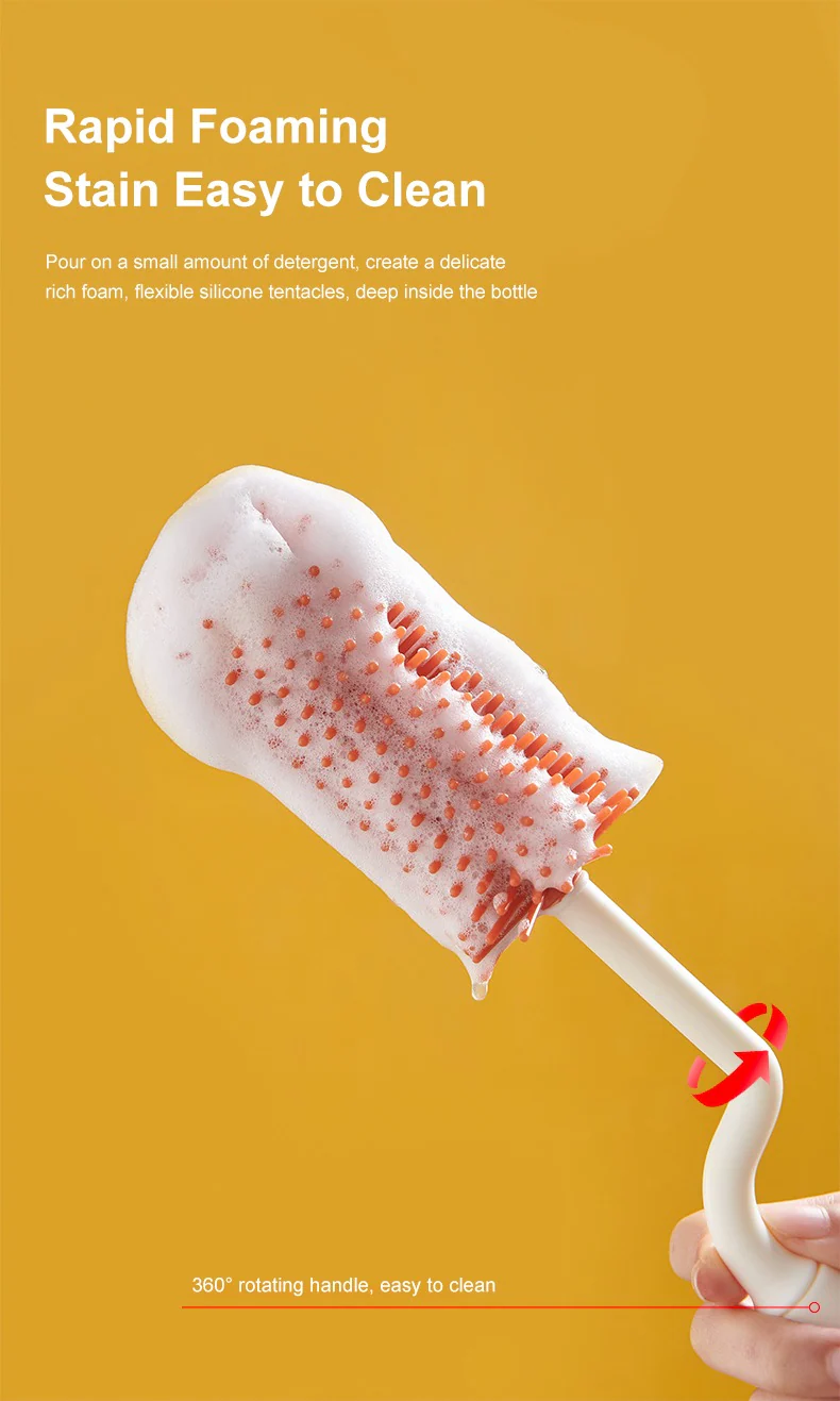 4In1 Bottle & Nipple Cleaning Brush Set Dino Yellow - Sunshine - Image 8