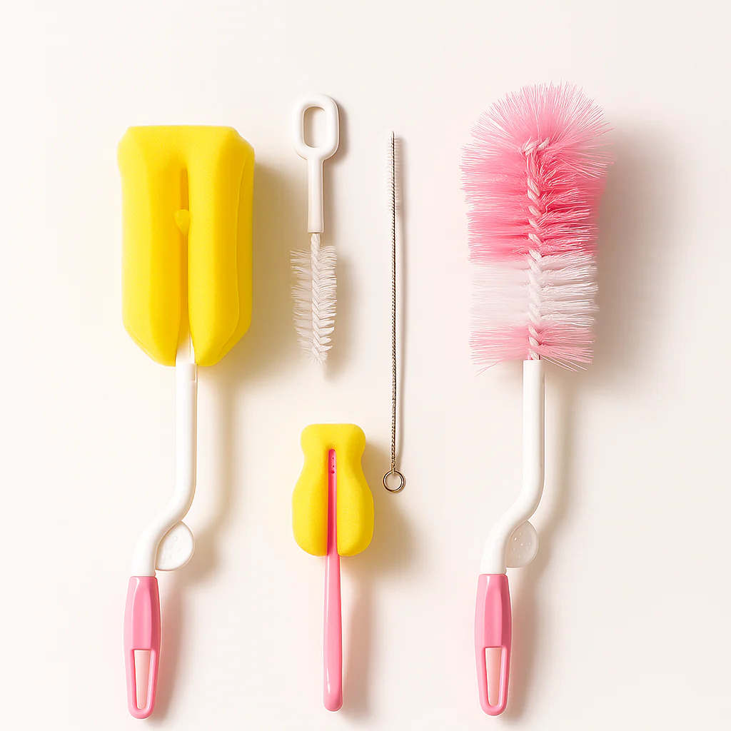 5In1 Bottle & Nipple Cleaning Brush Set Pink - Sunshine