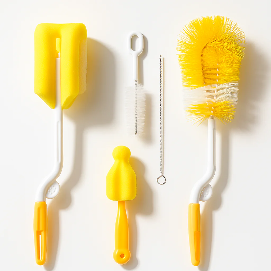 5In1 Bottle & Nipple Cleaning Brush Set Yellow - Sunshine