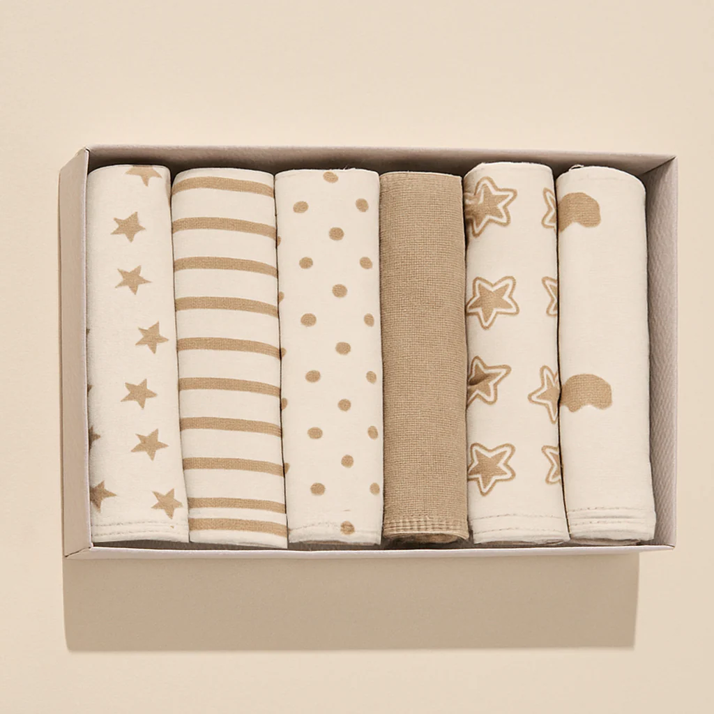 6Pcs Baby Washcloths Light Beige - Sunshine