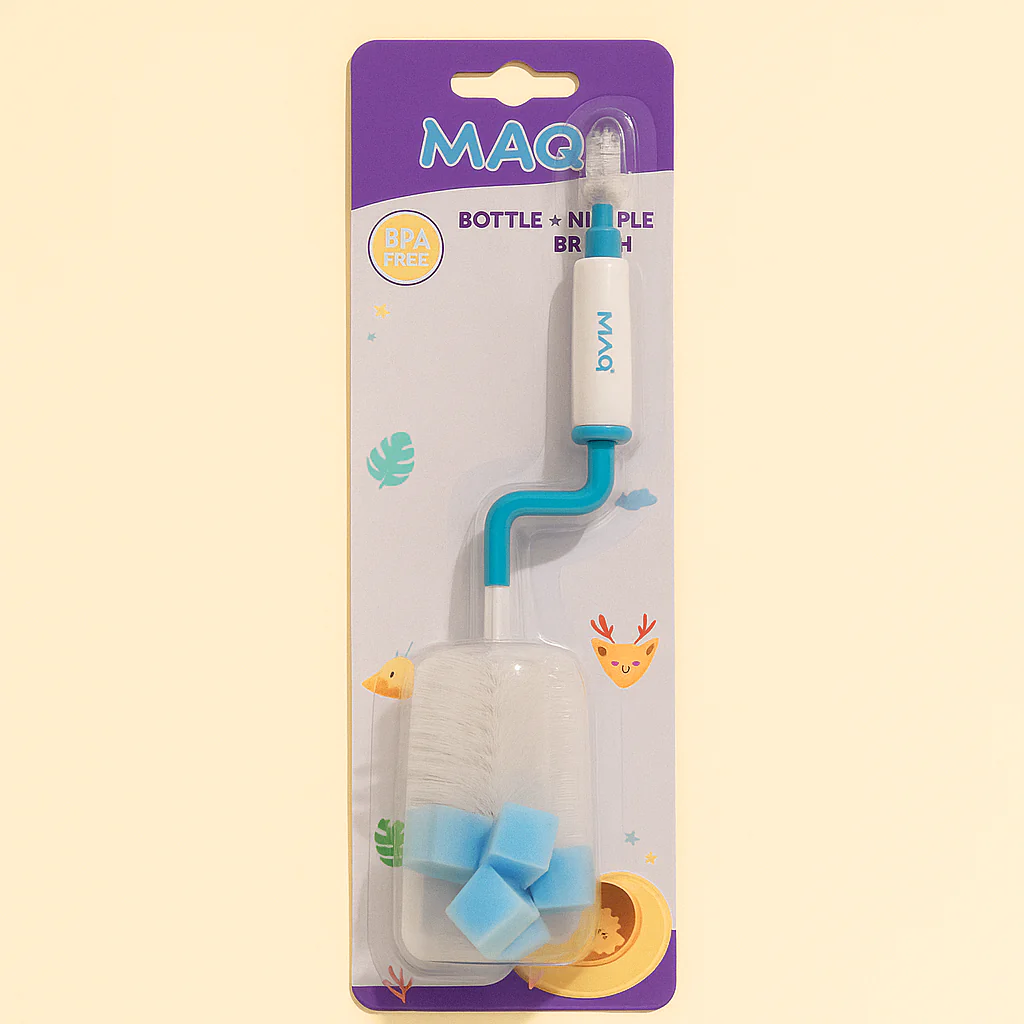 Baby 2In1 Bottle & Nipple Cleaning Brush Blue - Sunshine