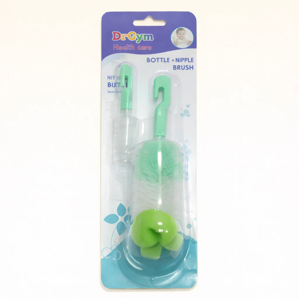 Baby 2In1 Bottle & Nipple Cleaning Brush Green - Sunshine