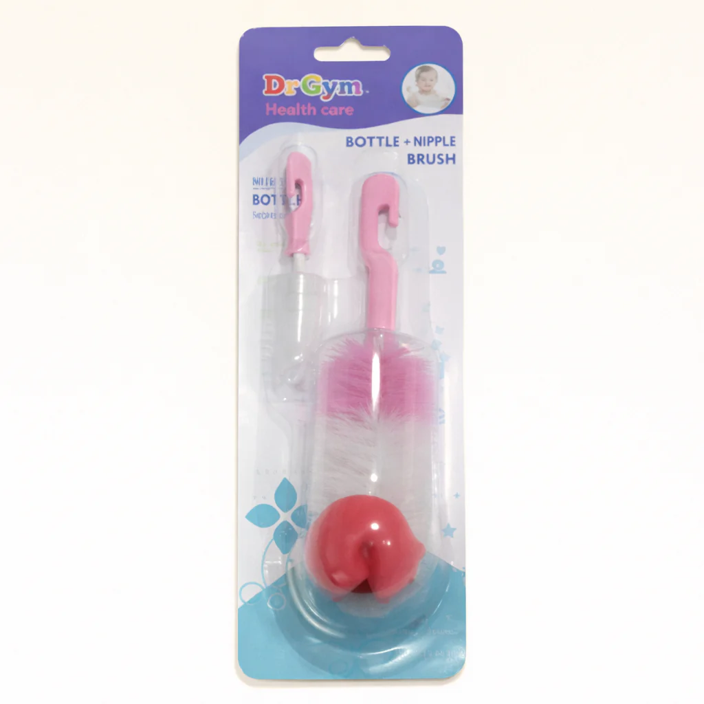 Baby 2In1 Bottle & Nipple Cleaning Brush Pink - Sunshine