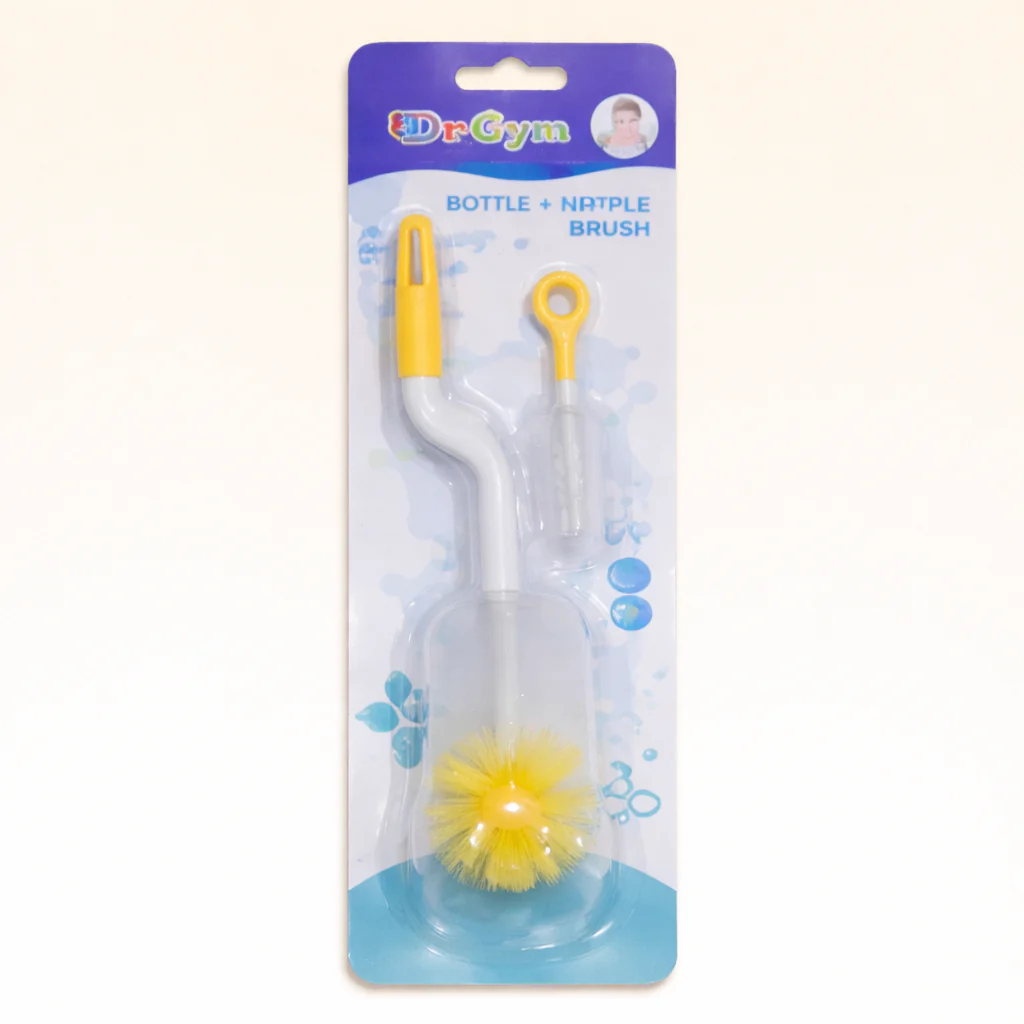 Baby 2In1 Bottle & Nipple Cleaning Brush Yellow - Sunshine