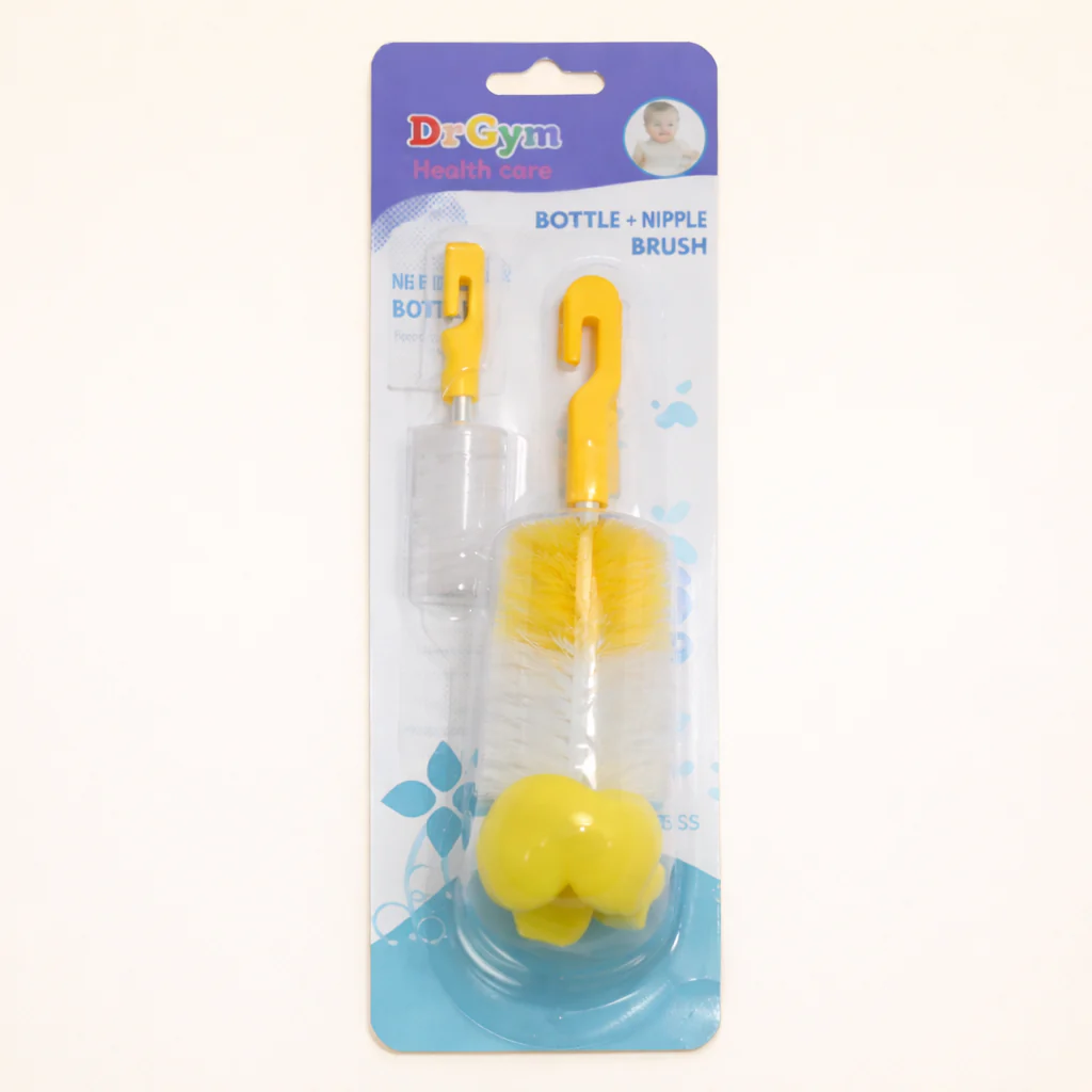 Baby 2In1 Bottle & Nipple Cleaning Brush Yellow - Sunshine
