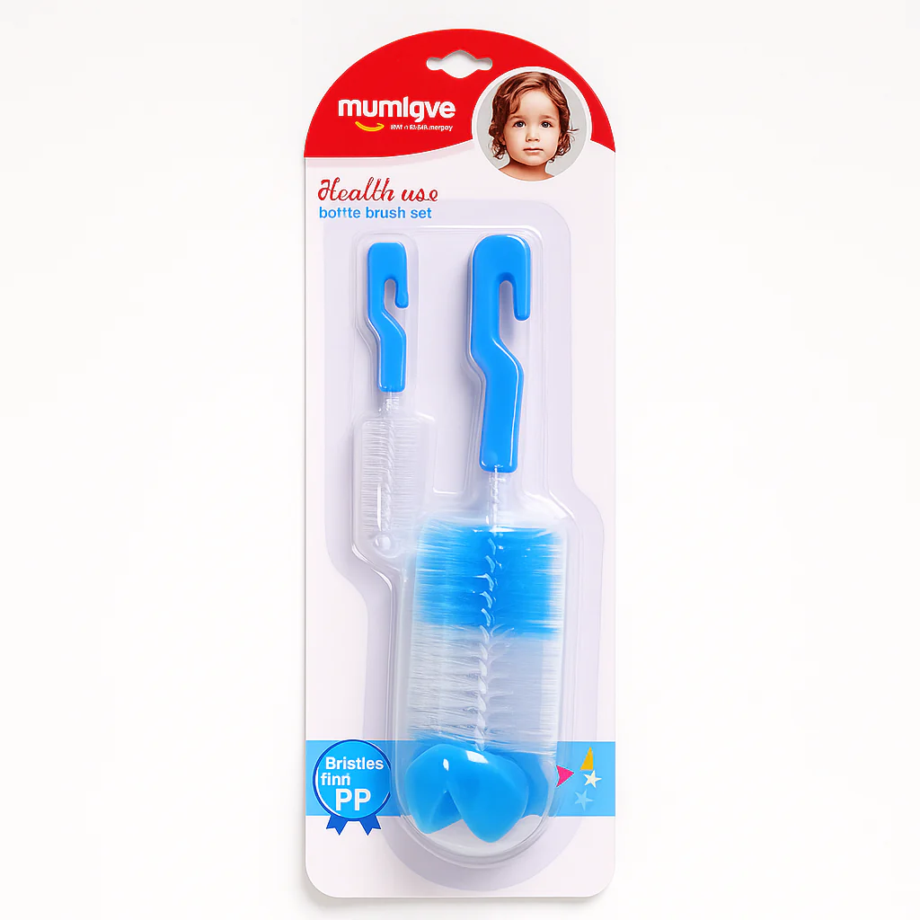 Baby 2Pcs Bottle Cleaning Brush Blue - Sunshine