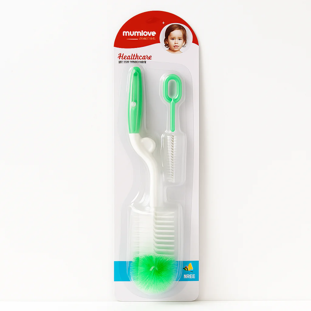 Baby 2Pcs Bottle Cleaning Brush Green - Sunshine