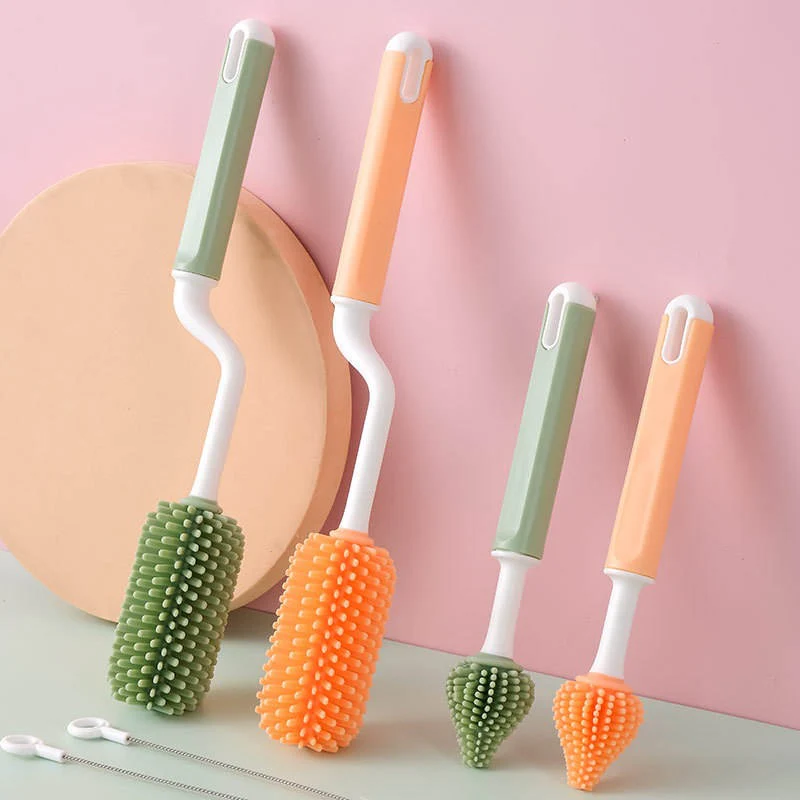 Baby 2Pcs Bottle Cleaning Brush Orange - Sunshine - Image 2