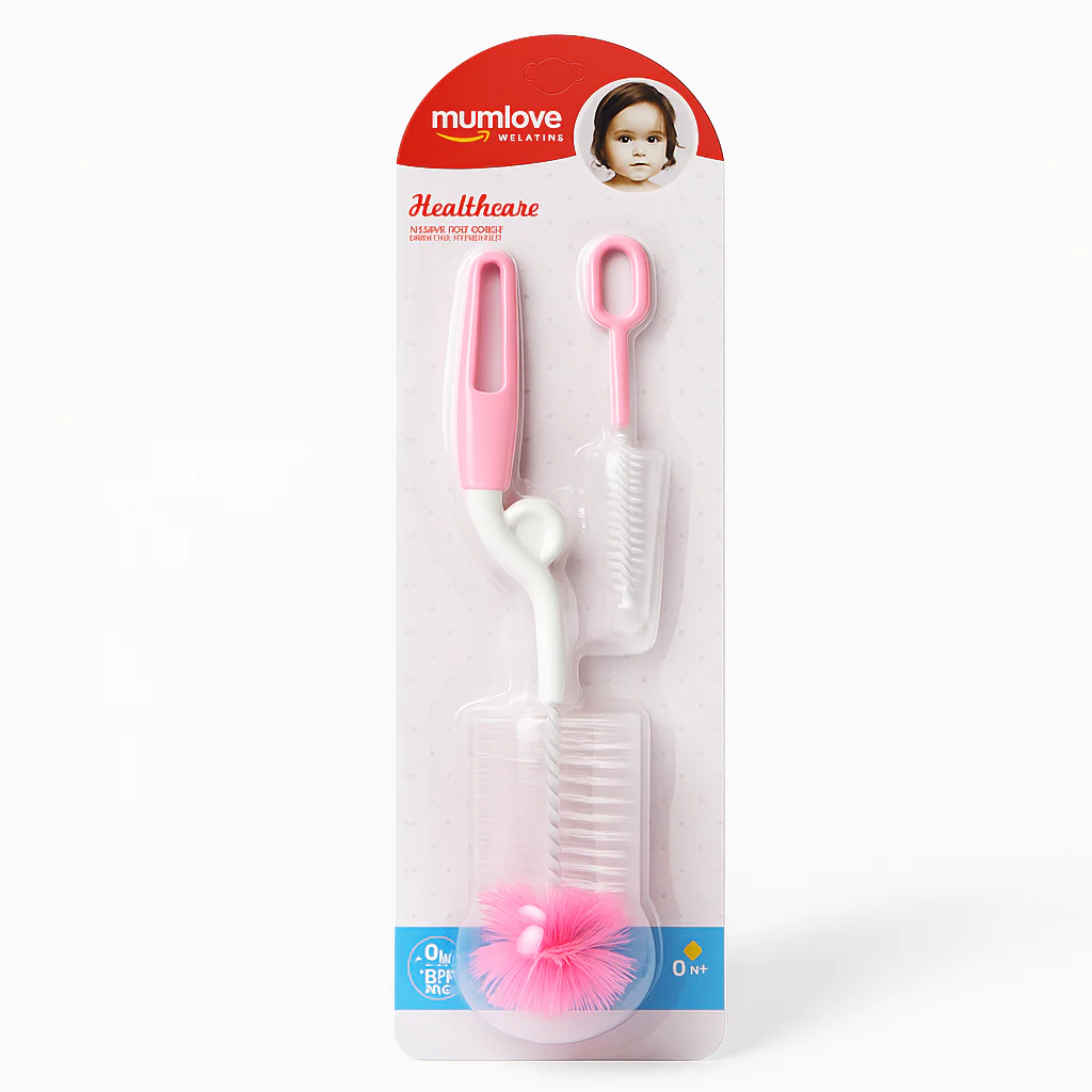 Baby 2Pcs Bottle Cleaning Brush Pink - Sunshine