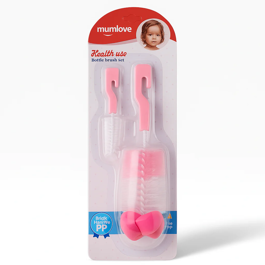 Baby 2Pcs Bottle Cleaning Brush Pink - Sunshine