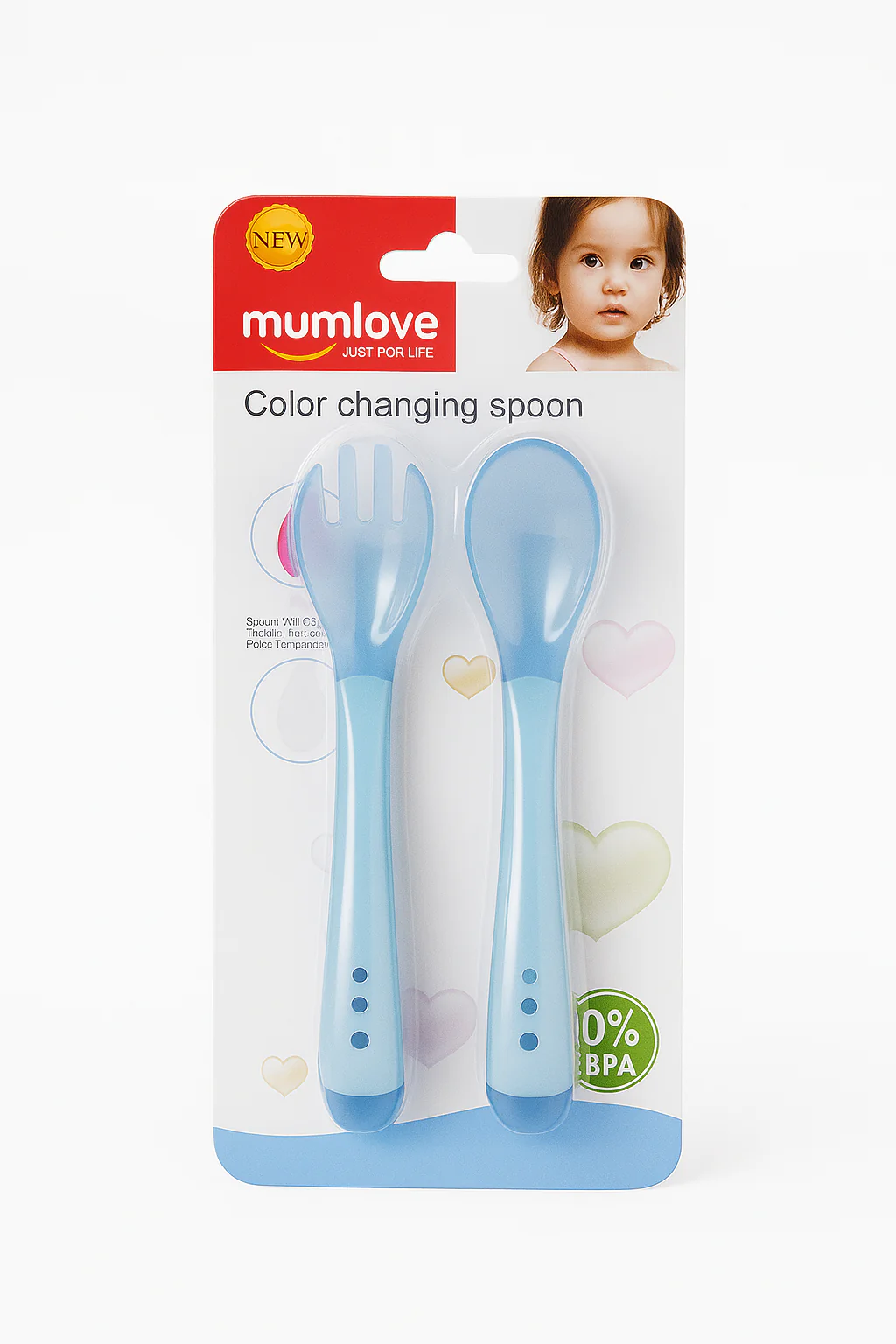 Baby 2Pcs Color Changing Spoon & Fork Sky Blue - Sunshine