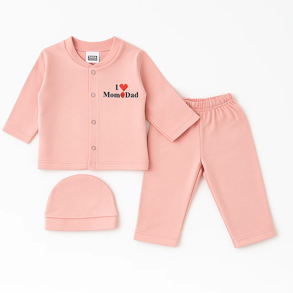 Baby 3Pcs Gift Set I Love Mom & Dad Pink - Sunshine