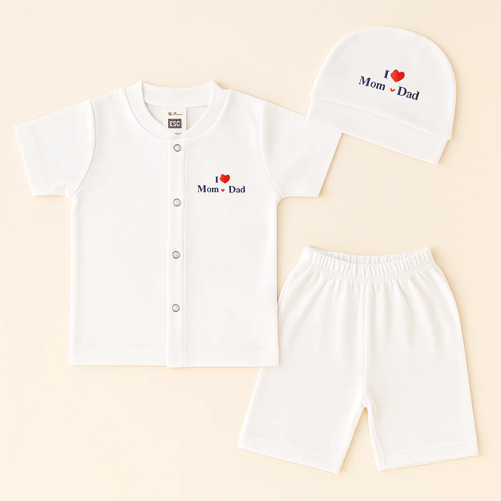 Baby 3Pcs Gift Set I Love Mom Dad White - Sunshine
