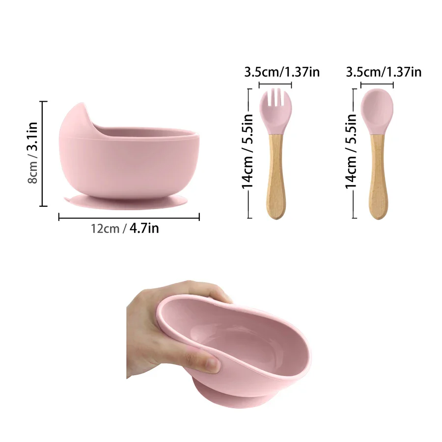 Baby 3Pcs Silicon Bowl & Spoon Set Purple - Sunshine - Image 2