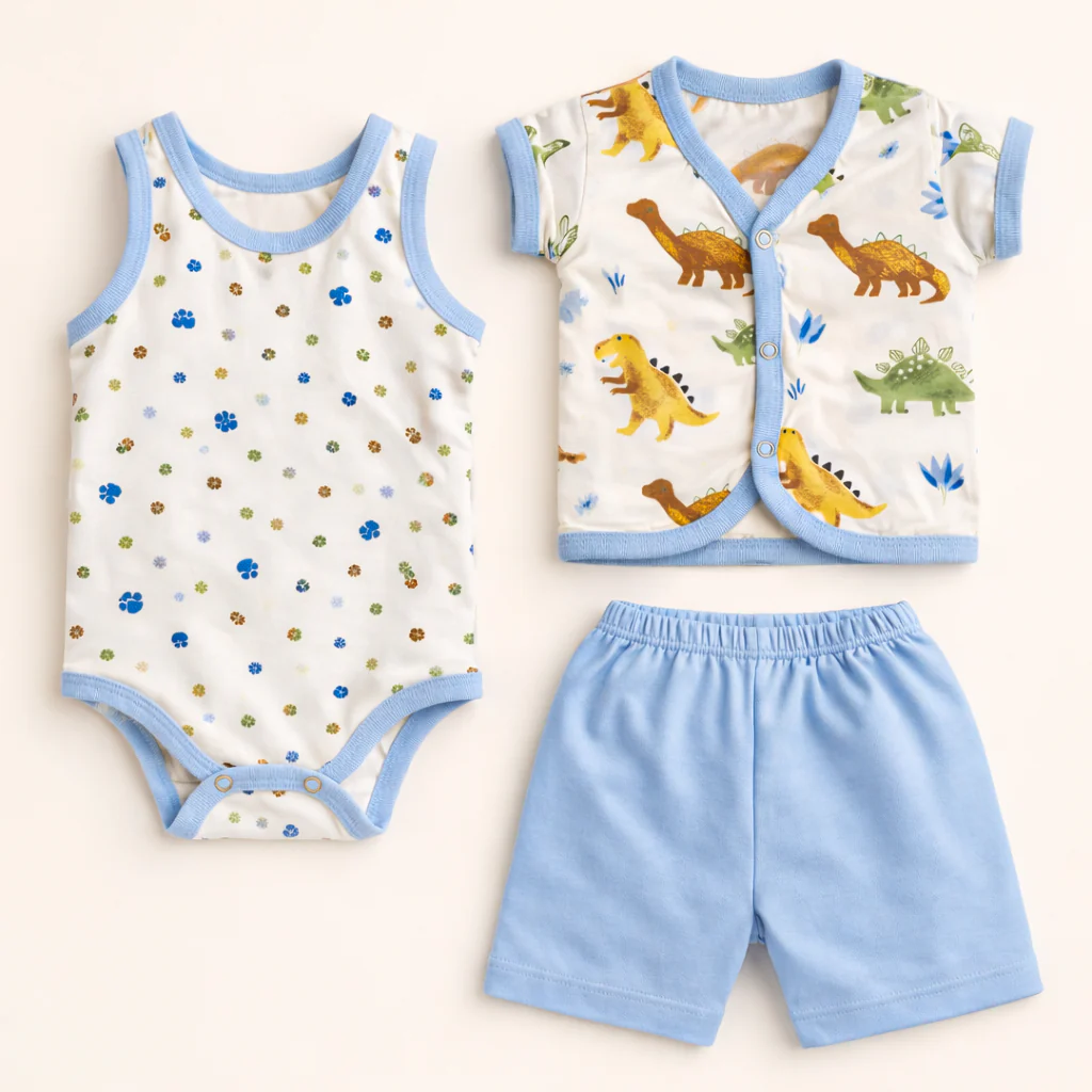 Baby 3Pcs Sleepsuit Set Multi Character Blue - Sunshine