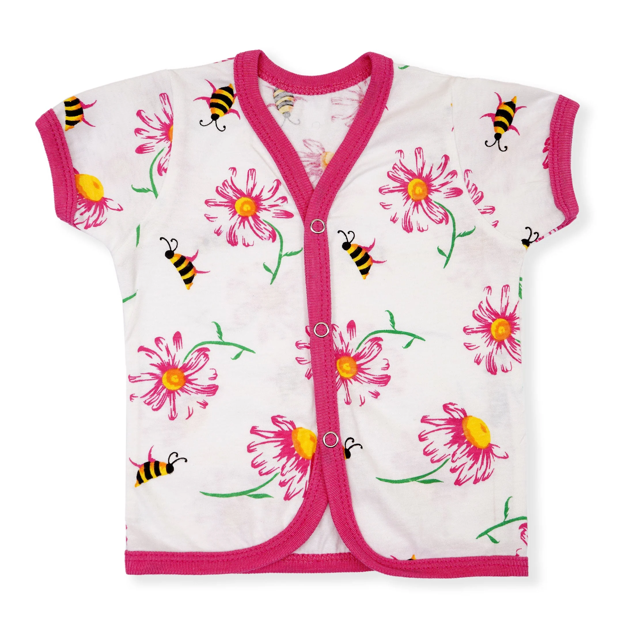 Baby 3Pcs Suit Set Flowers & Bee Pink - Sunshine - Image 5