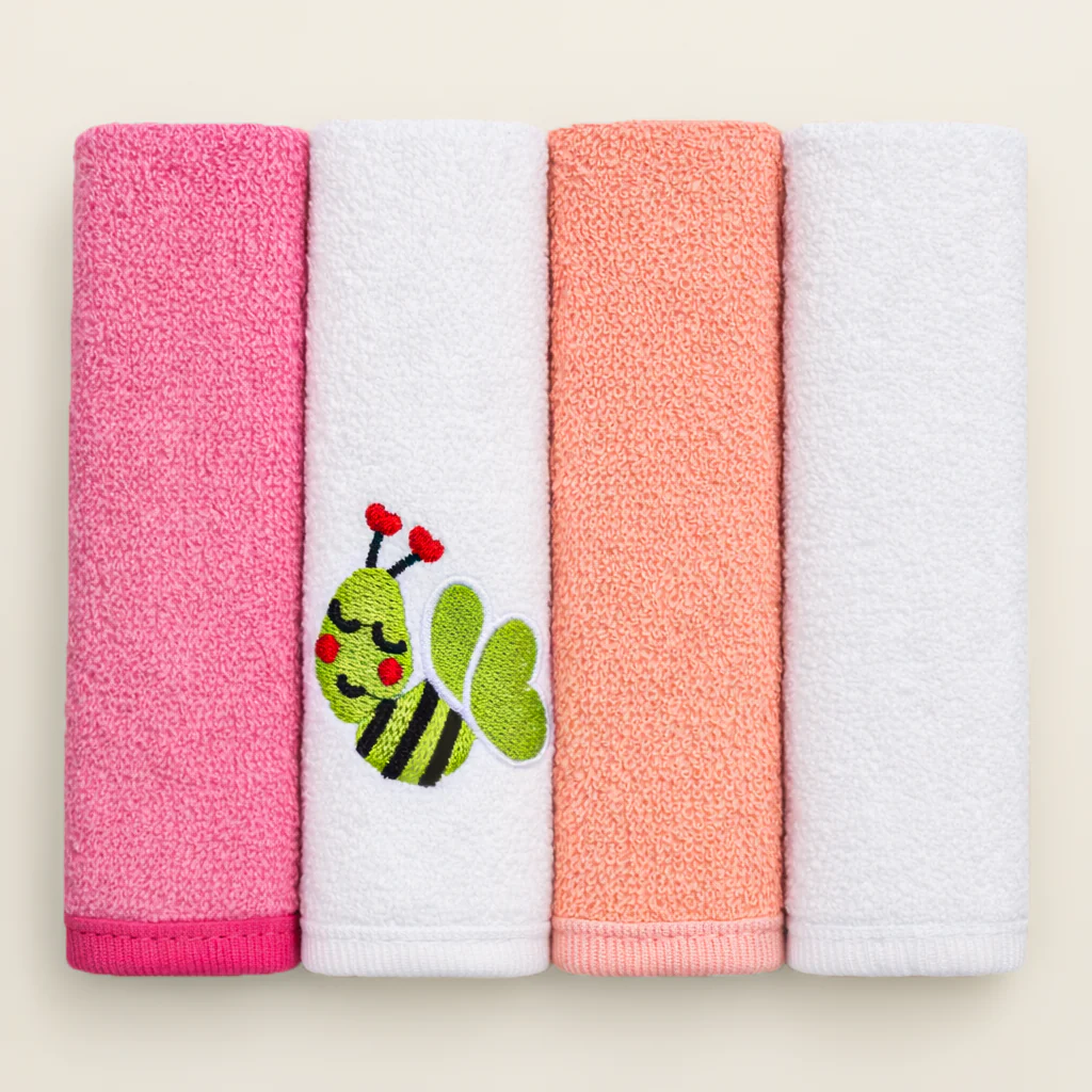 Baby 4Pcs Face Towel Pink - Topse