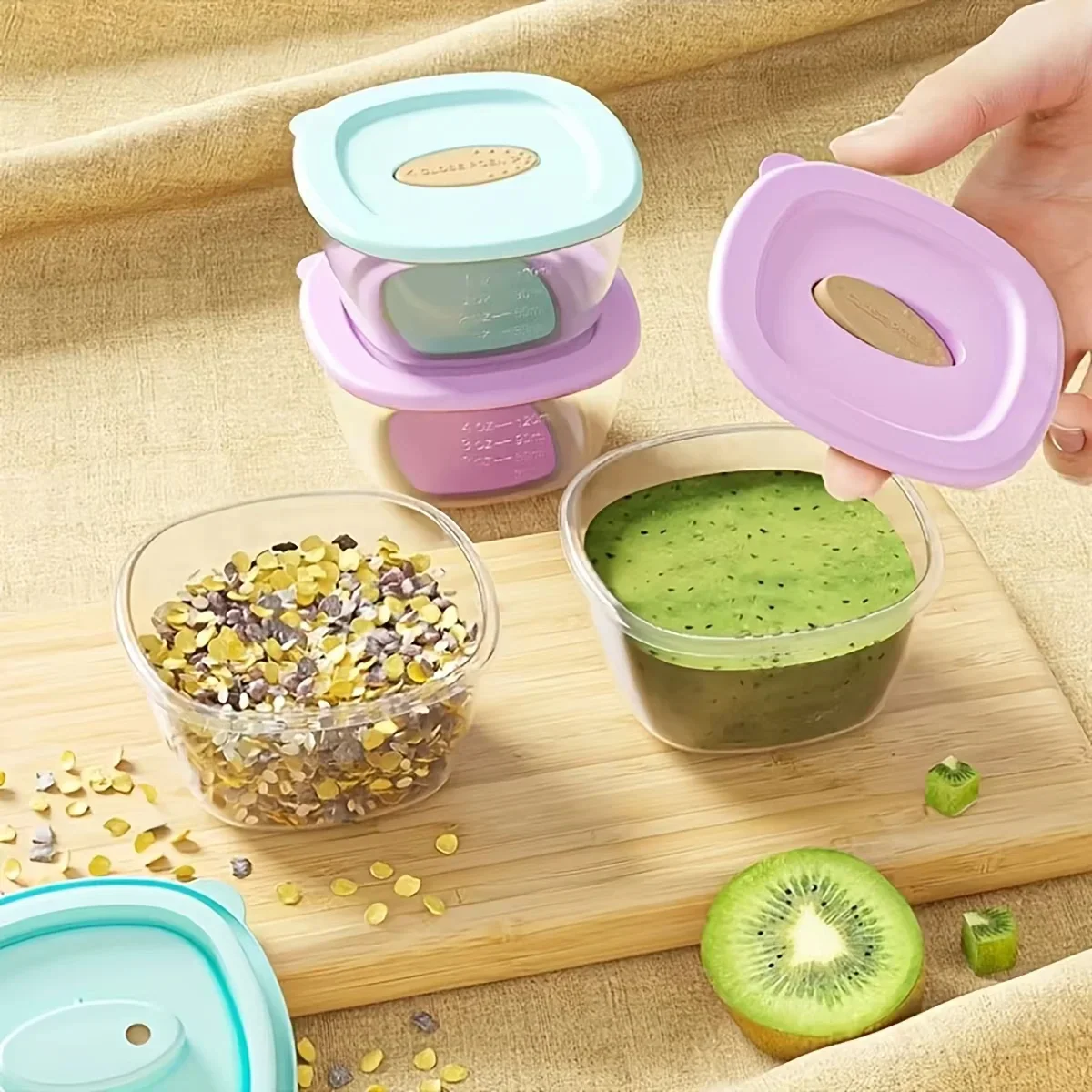 Baby 4Pcs Mini Milk Conrainers Purple & Green - Sunshine - Image 5