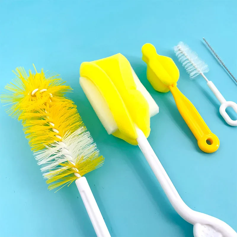 Baby 5Pcs Bottle & Nipple Brush Yellow - Sunshine - Image 10
