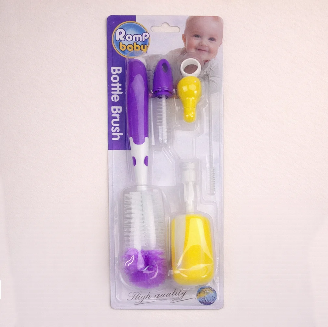 Baby 5Pcs Feeding Bottle & Nipple Cleaning Set Purple - Topse - Image 2