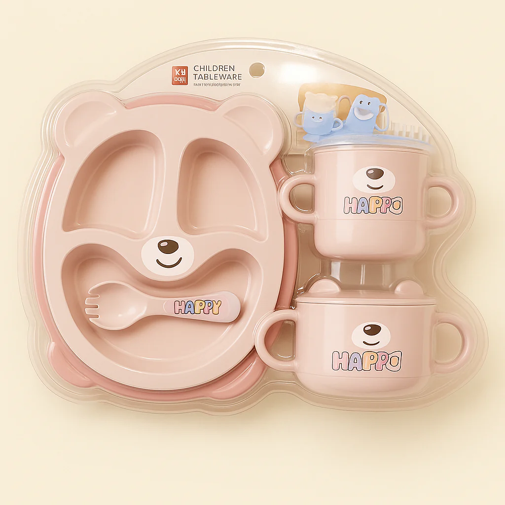 Baby 5Pcs Tableware Set Bear Pink - Sunshine