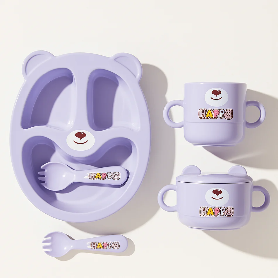 Baby 5Pcs Tableware Set Bear Purple - Sunshine