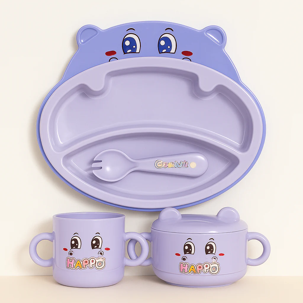 Baby 5Pcs Tableware Set Hippo Purple - Sunshine