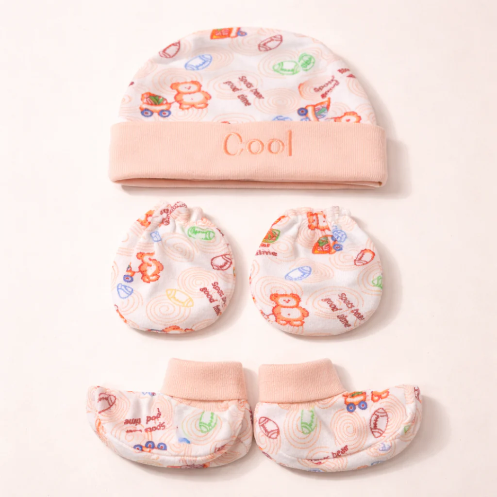 Baby 6Pcs Cap, Mittens & Booties Set Cool Orange - Sunshine