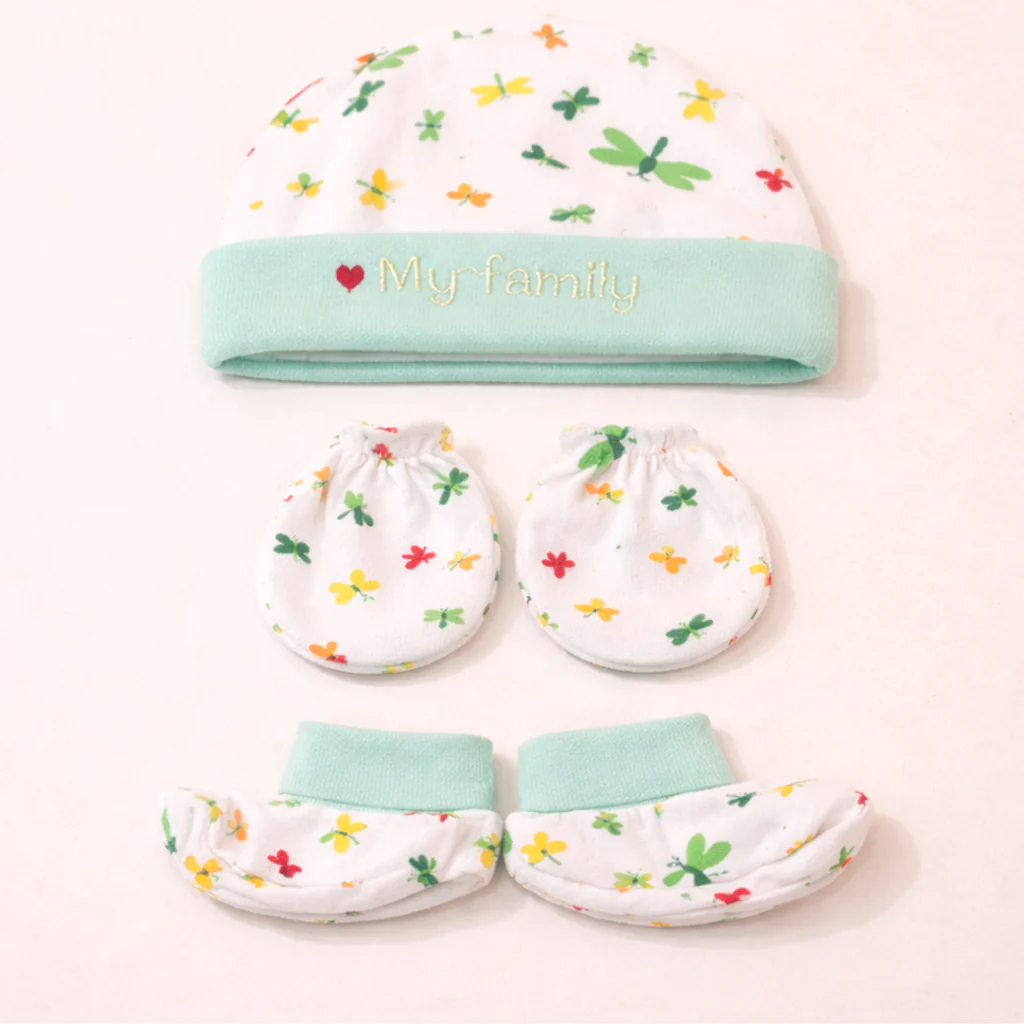 Baby 6Pcs Cap, Mittens & Booties Set Family Green - Sunshine