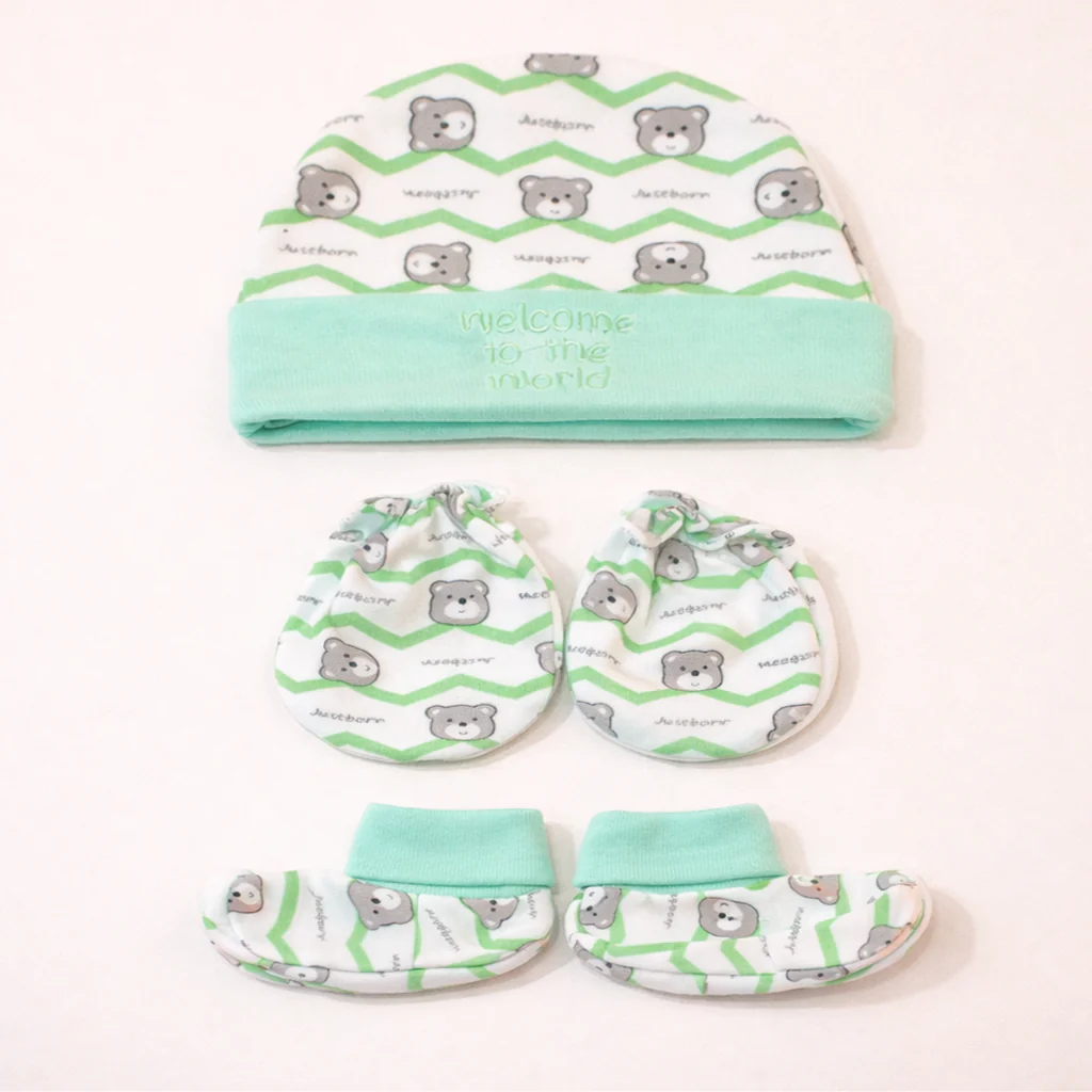 Baby 6Pcs Cap, Mittens & Booties Set Welcome Green - Sunshine