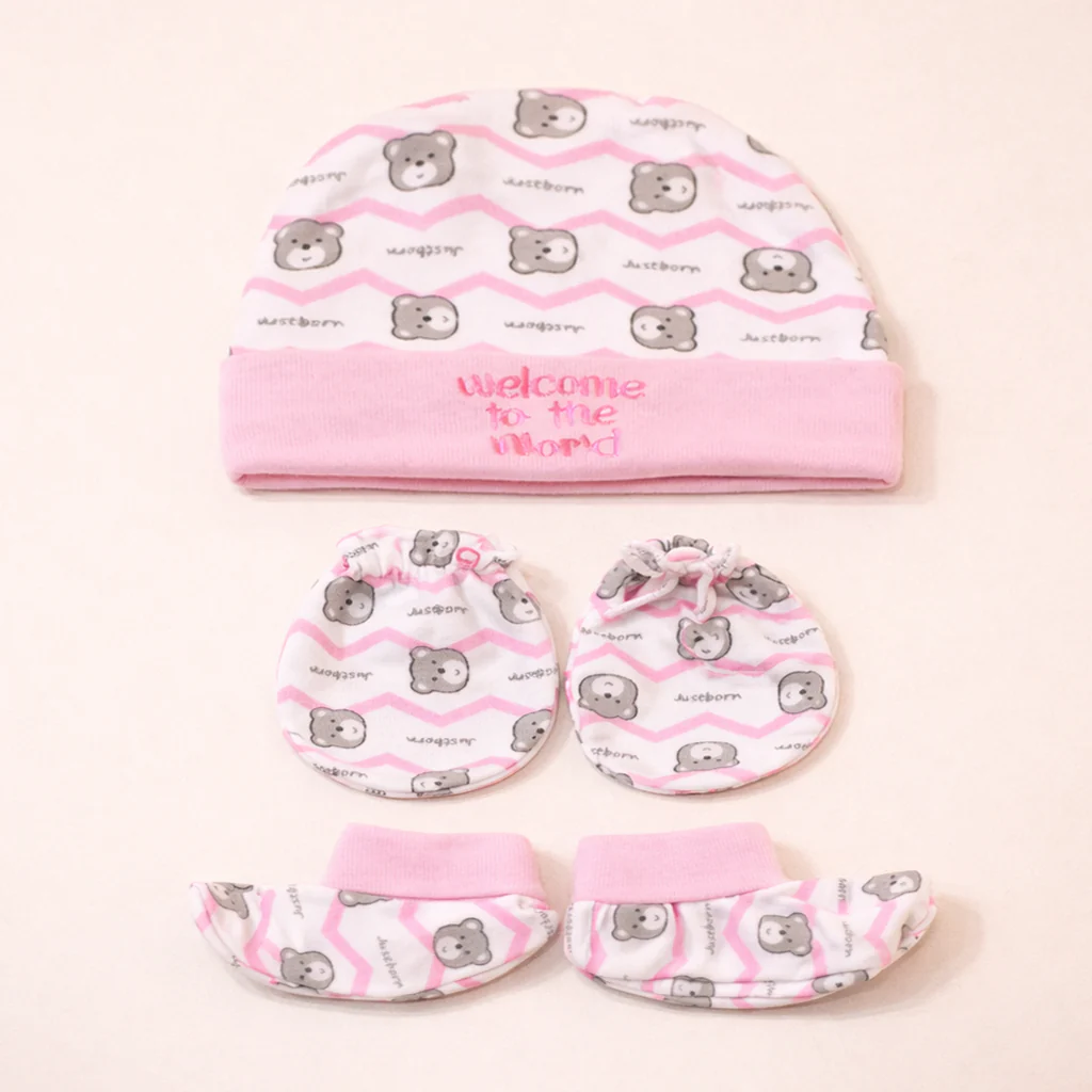 Baby 6Pcs Cap, Mittens & Booties Set Welcome Pink - Sunshine