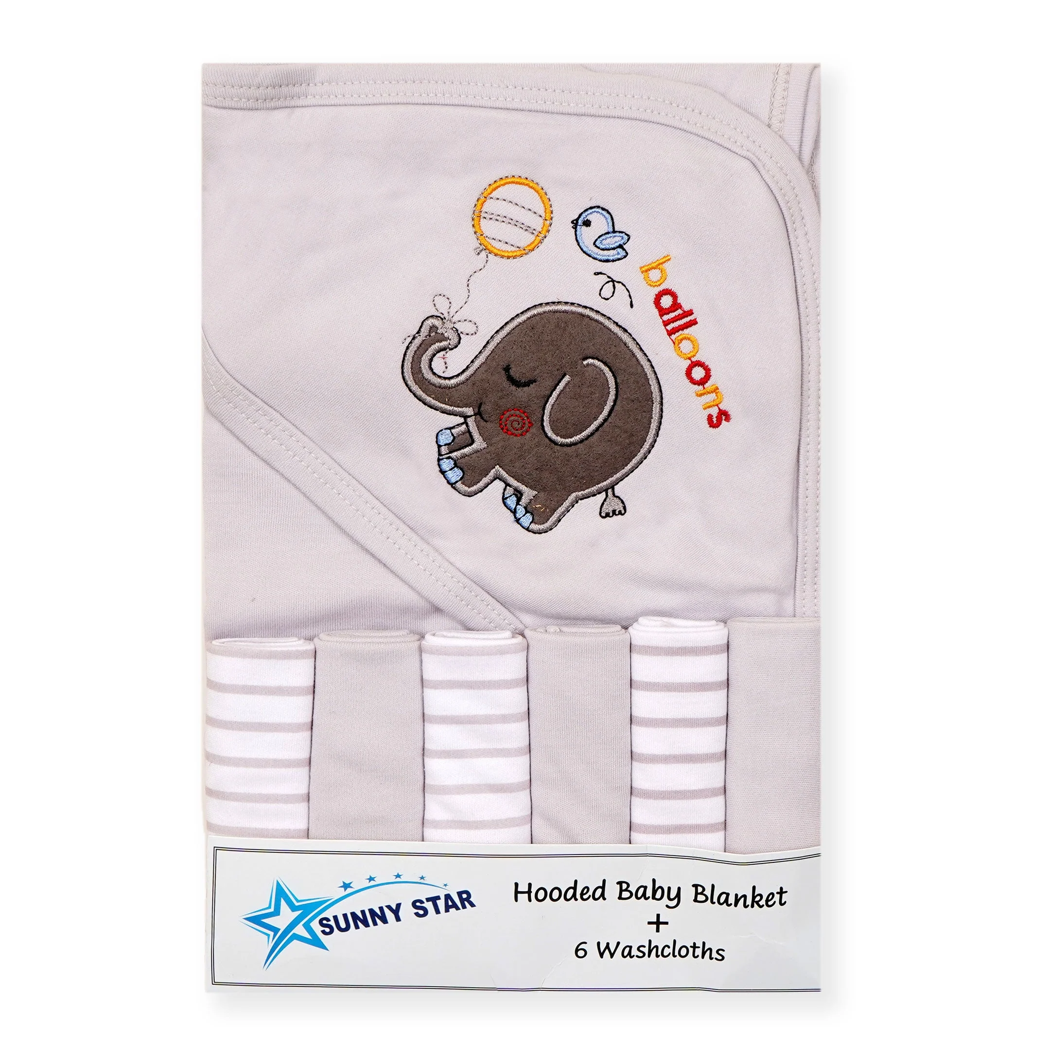 Baby 7Pcs Wrapping Sheet & Washcloths Grey - Sunshine - Image 3