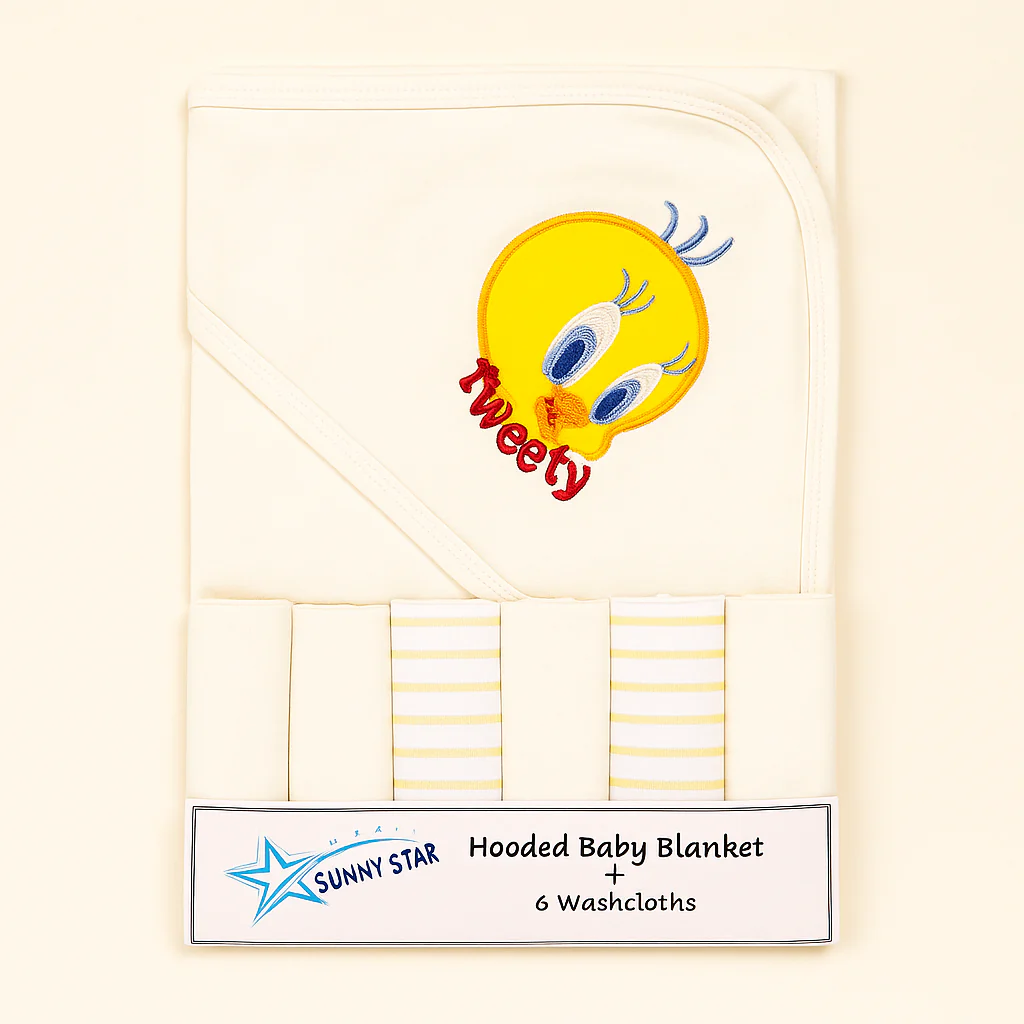 Baby 7Pcs Wrapping Sheet & Washcloths Yellow - Sunshine