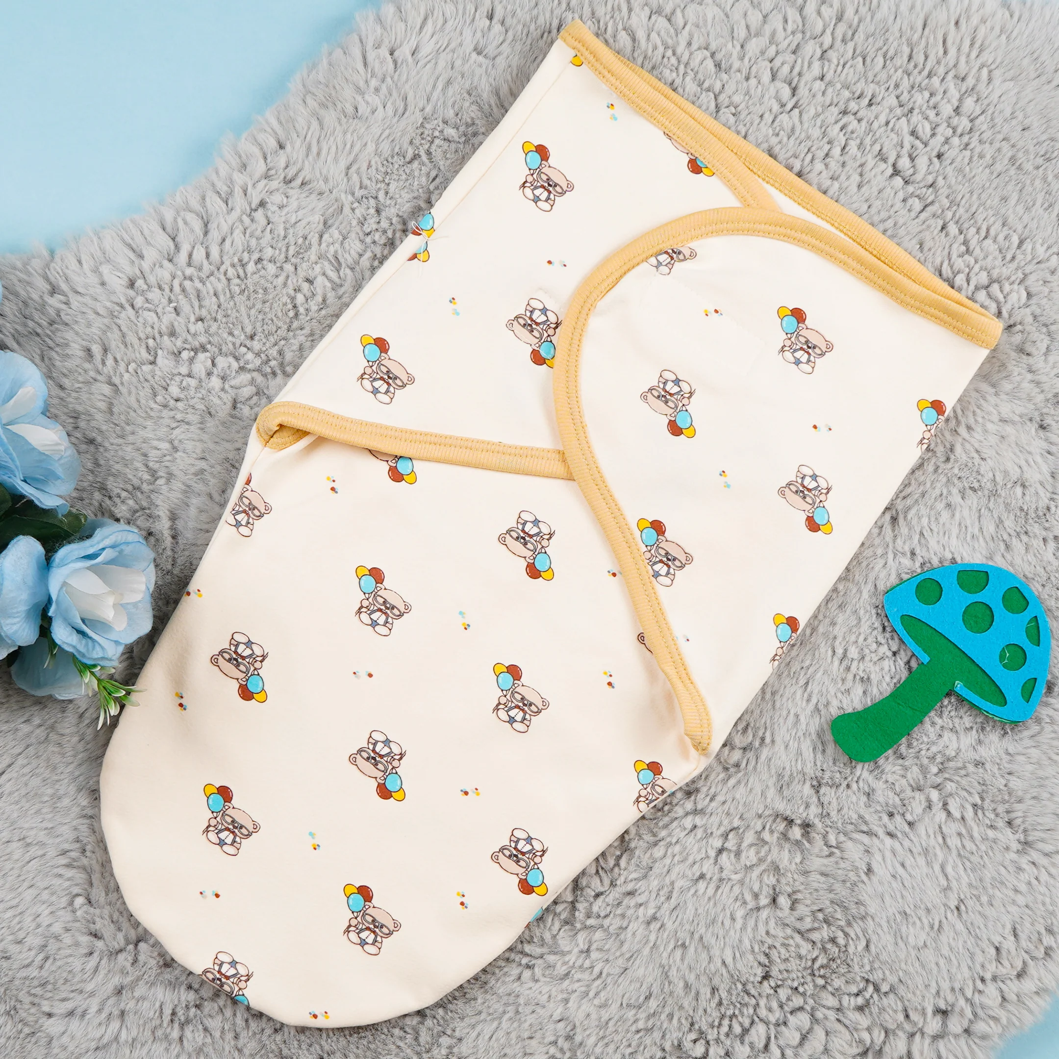 Baby Adjustable Swaddle Bear & Balloons Beige - Sunshine