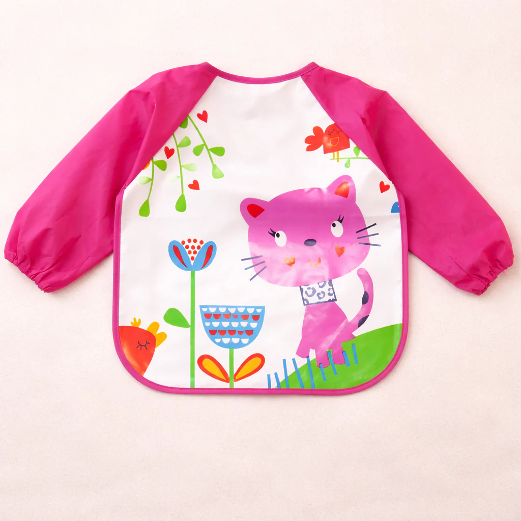 Baby Apron Bib Cat Pink - Sunshine