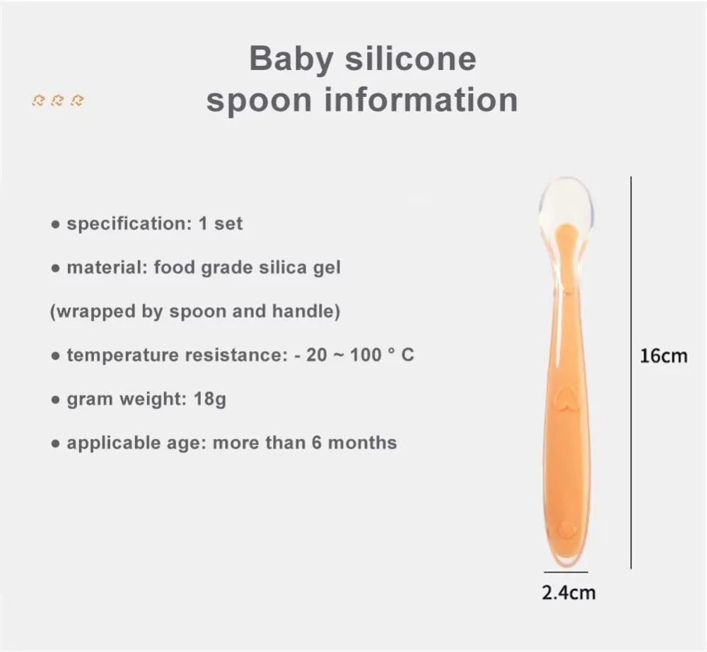 Baby Bendable Silicon Feeding Spoon Peach - Sunshine - Image 2
