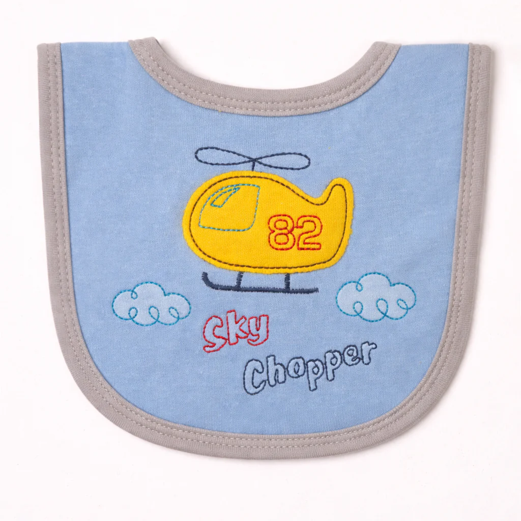 Baby Bib Aeroplan Blue & Grey - Sunshine