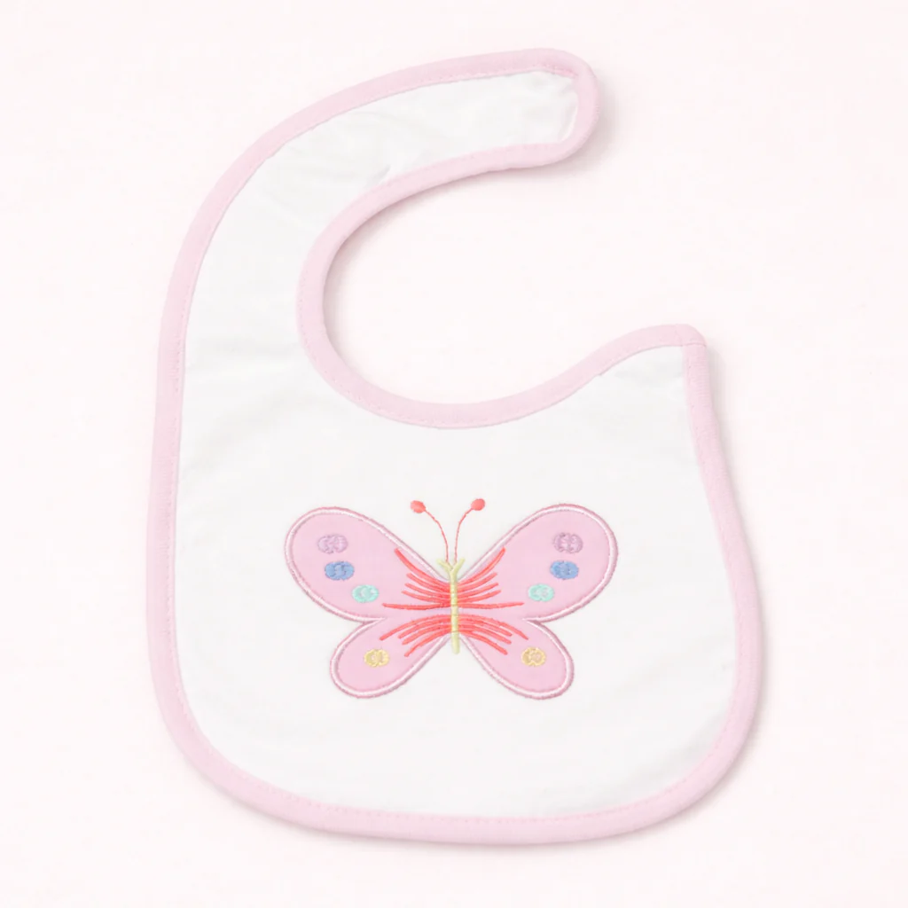 Baby Bib Butterfly White & Pink - Sunshine