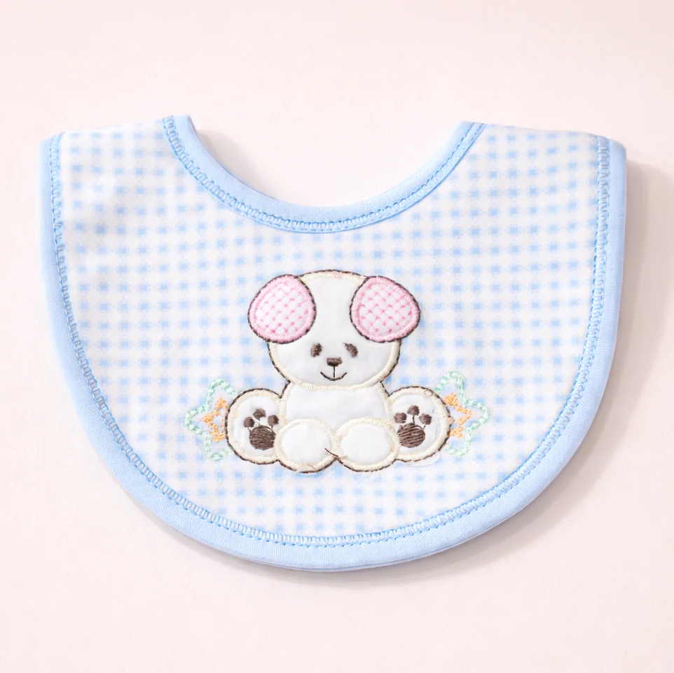 Baby Bib Polka Dots Puppy Blue - Sunshine