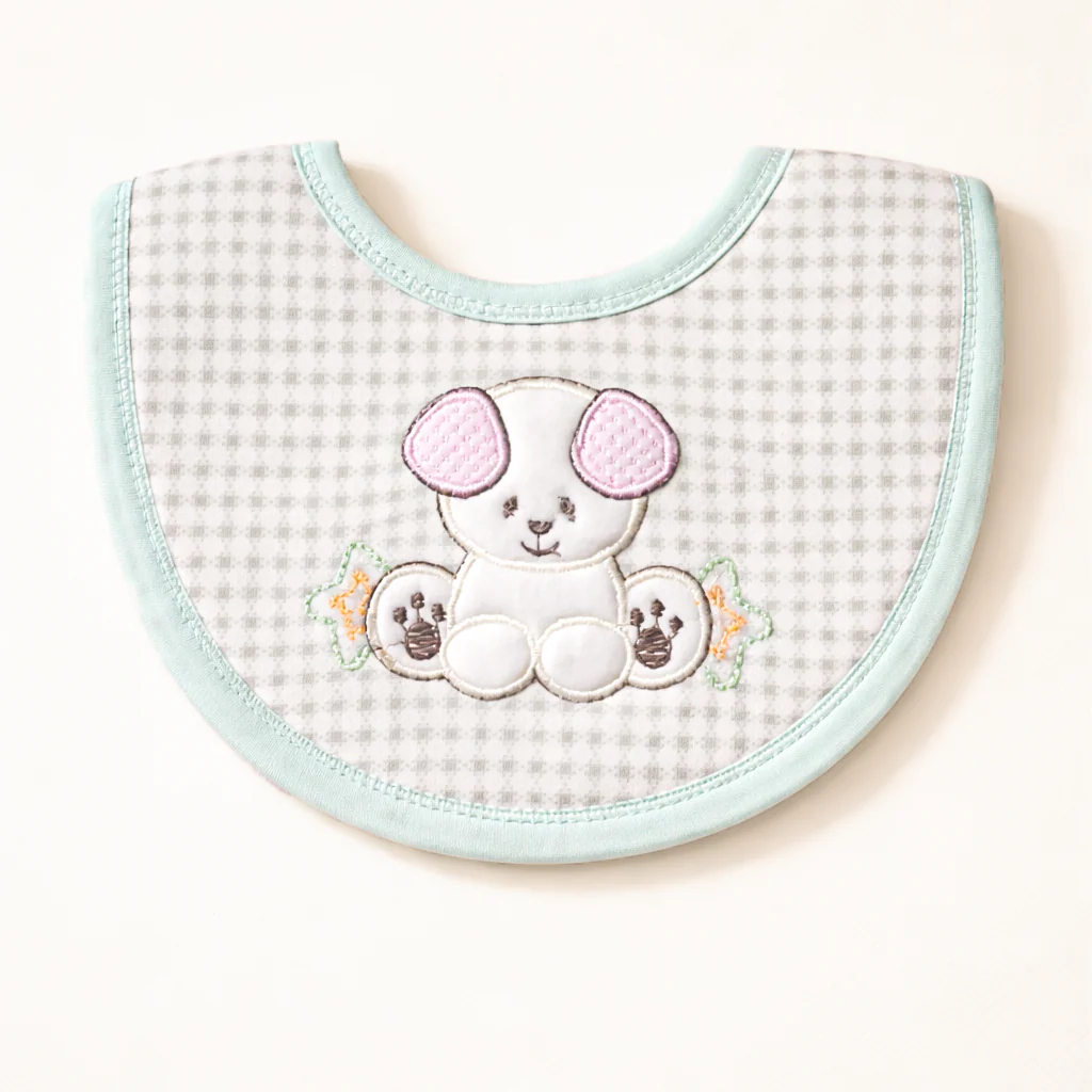 Baby Bib Polka Dots Puppy Green - Sunshine