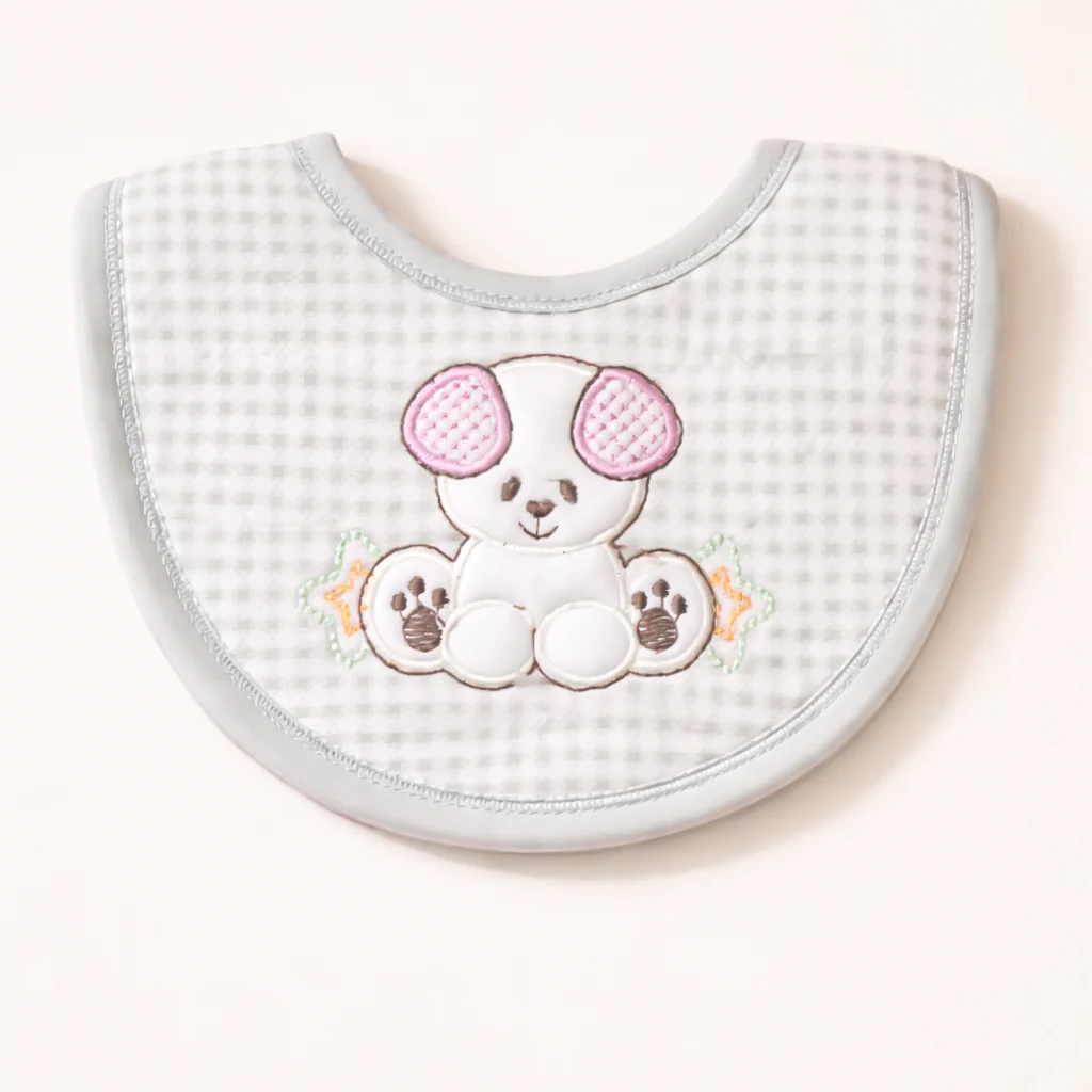 Baby Bib Polka Dots Puppy Grey - Sunshine
