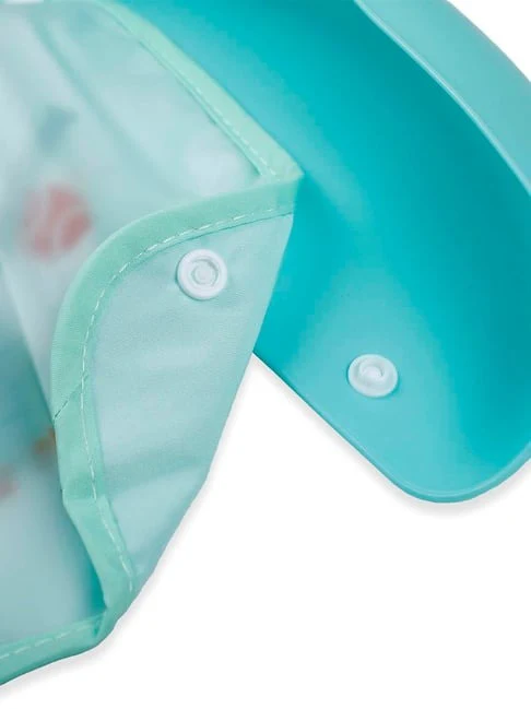 Baby Bib With Detachable Silicon Pocket Happy Dragon Sea Green - Sunshine - Image 6