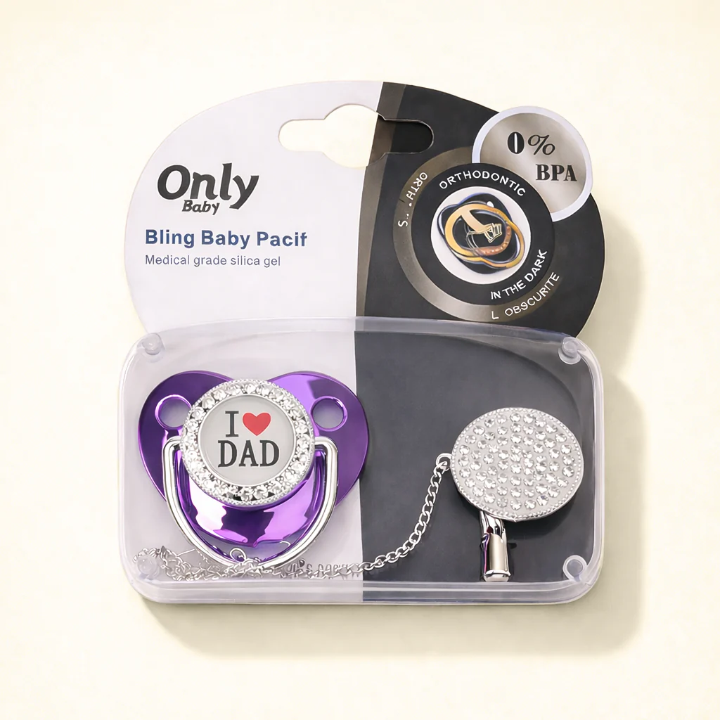 Baby Bling Pacifier Love Dad Purple - Sunshine